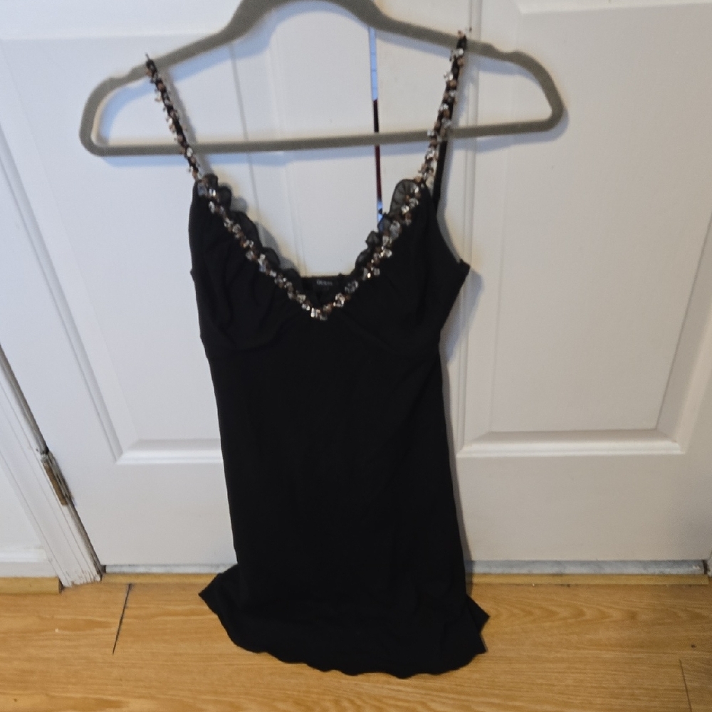 Guess Black Jeweled Strap Camisole